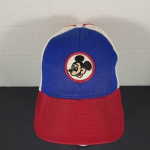 Vintage Blue and Red Mickey Mouse Snapback Hat Cap Walt Disney